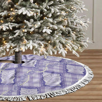 Aloha Hawaii Tiki Palaka Motifs Tree Skirt Honohono Lei Purple Elegant Vibes