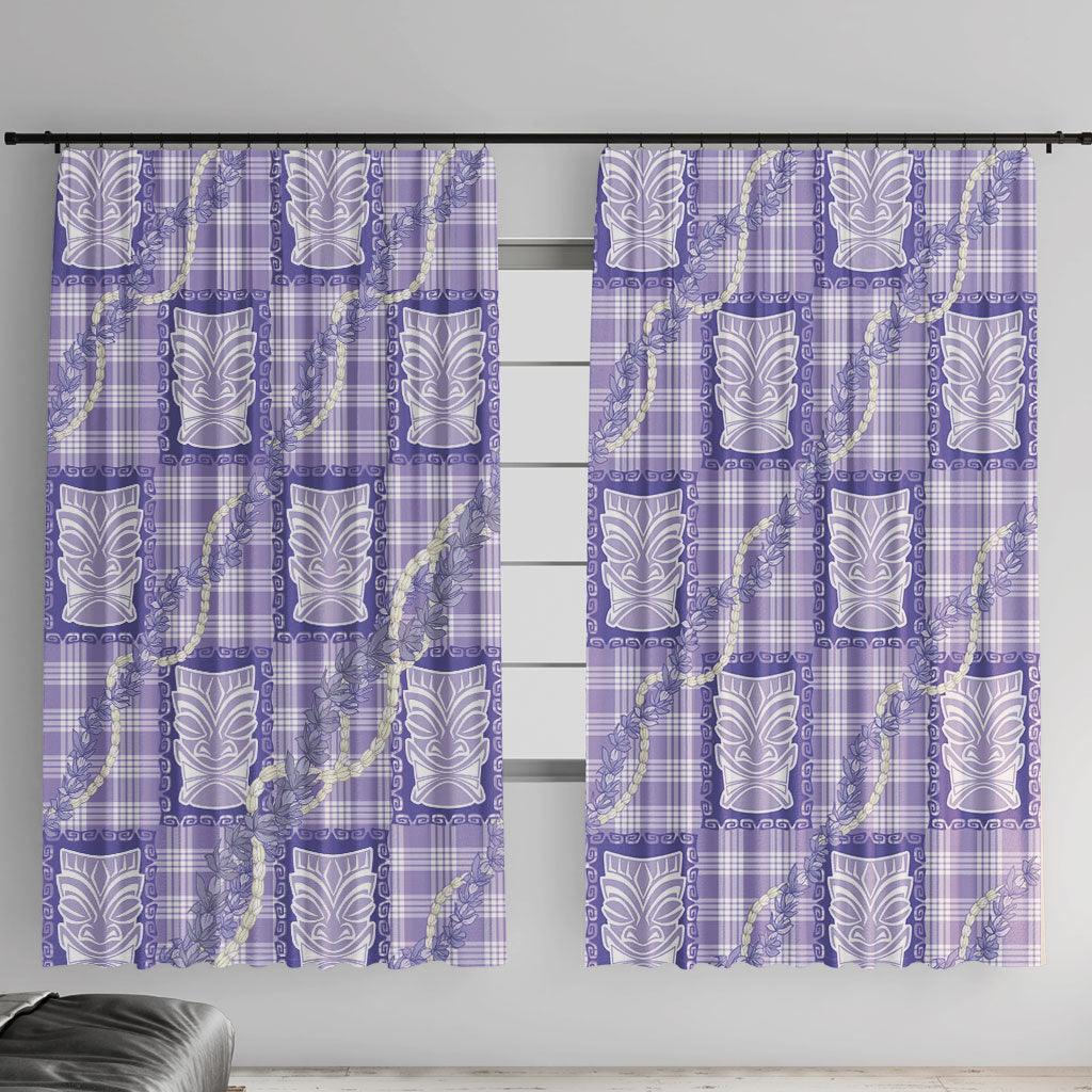Aloha Hawaii Tiki Palaka Motifs Window Curtain Honohono Lei Purple Elegant Vibes