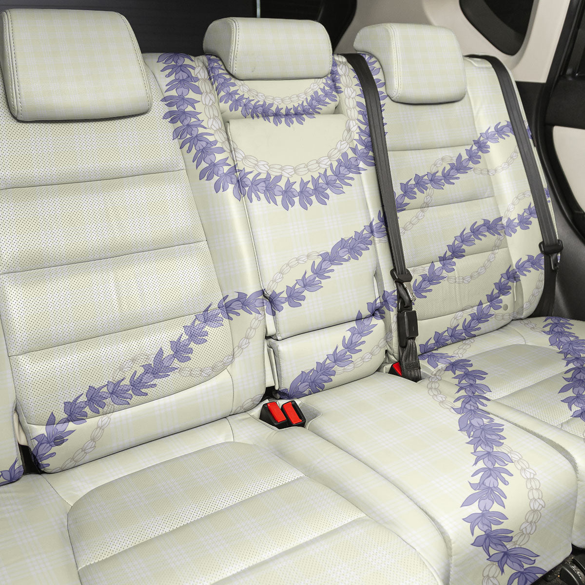 Hawaii Honohono Palaka Motifs Back Car Seat Cover Hawaiian Orchid Lei