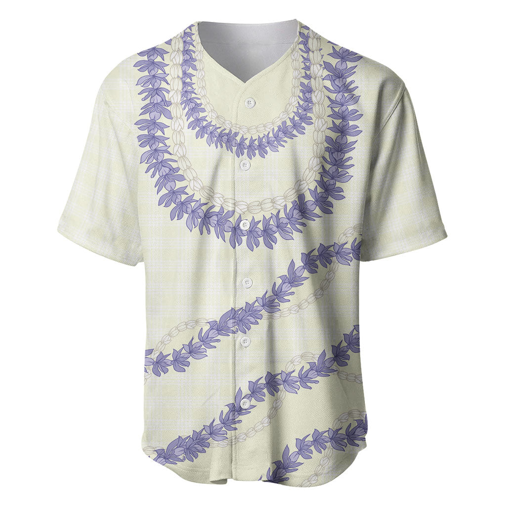 Hawaii Honohono Palaka Motifs Baseball Jersey Hawaiian Orchid Lei LT14 Cream - Polynesian Pride