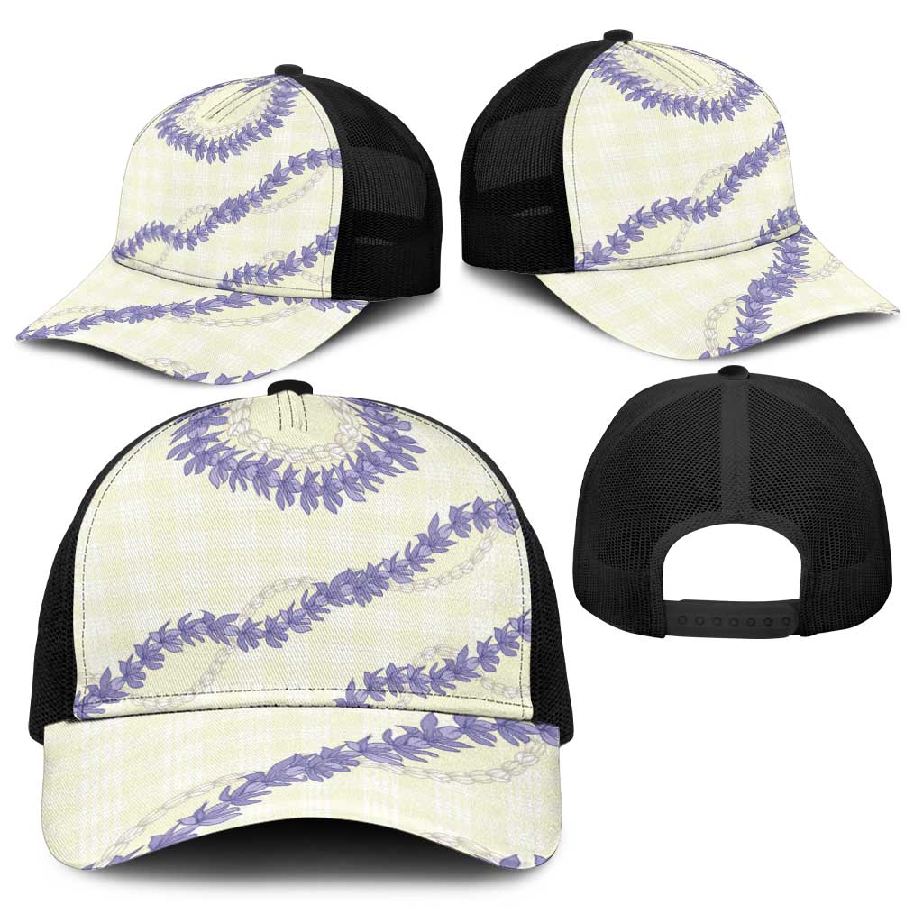 Hawaii Honohono Palaka Motifs Baseball Net Cap Hawaiian Orchid Lei