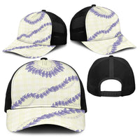 Hawaii Honohono Palaka Motifs Baseball Net Cap Hawaiian Orchid Lei