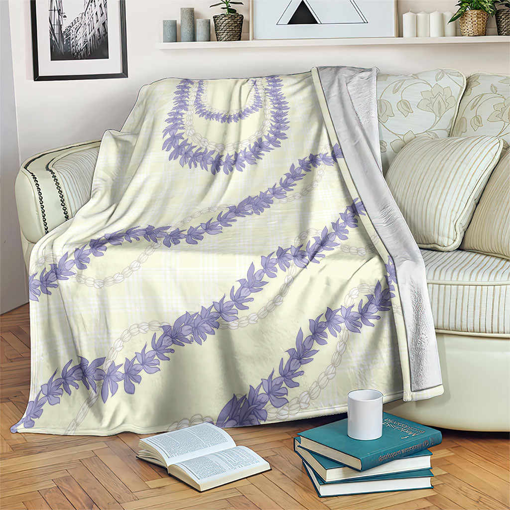 Hawaii Honohono Palaka Motifs Blanket Hawaiian Orchid Lei LT14 Cream - Polynesian Pride