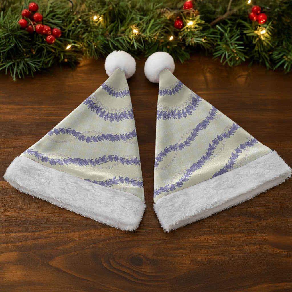 Hawaii Honohono Palaka Motifs Christmas Santa Hat Hawaiian Orchid Lei