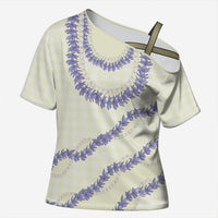 Hawaii Honohono Palaka Motifs Cross Shoulder Shirt Hawaiian Orchid Lei