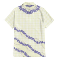 Hawaii Honohono Palaka Motifs Family Matching Long Sleeve Bodycon Dress and Hawaiian Shirt Hawaiian Orchid Lei
