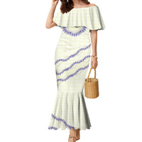 Hawaii Honohono Palaka Motifs Family Matching Mermaid Dress and Hawaiian Shirt Hawaiian Orchid Lei