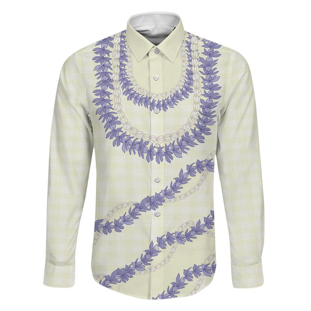Hawaii Honohono Palaka Motifs Family Matching Off Shoulder Maxi Dress and Hawaiian Shirt Hawaiian Orchid Lei