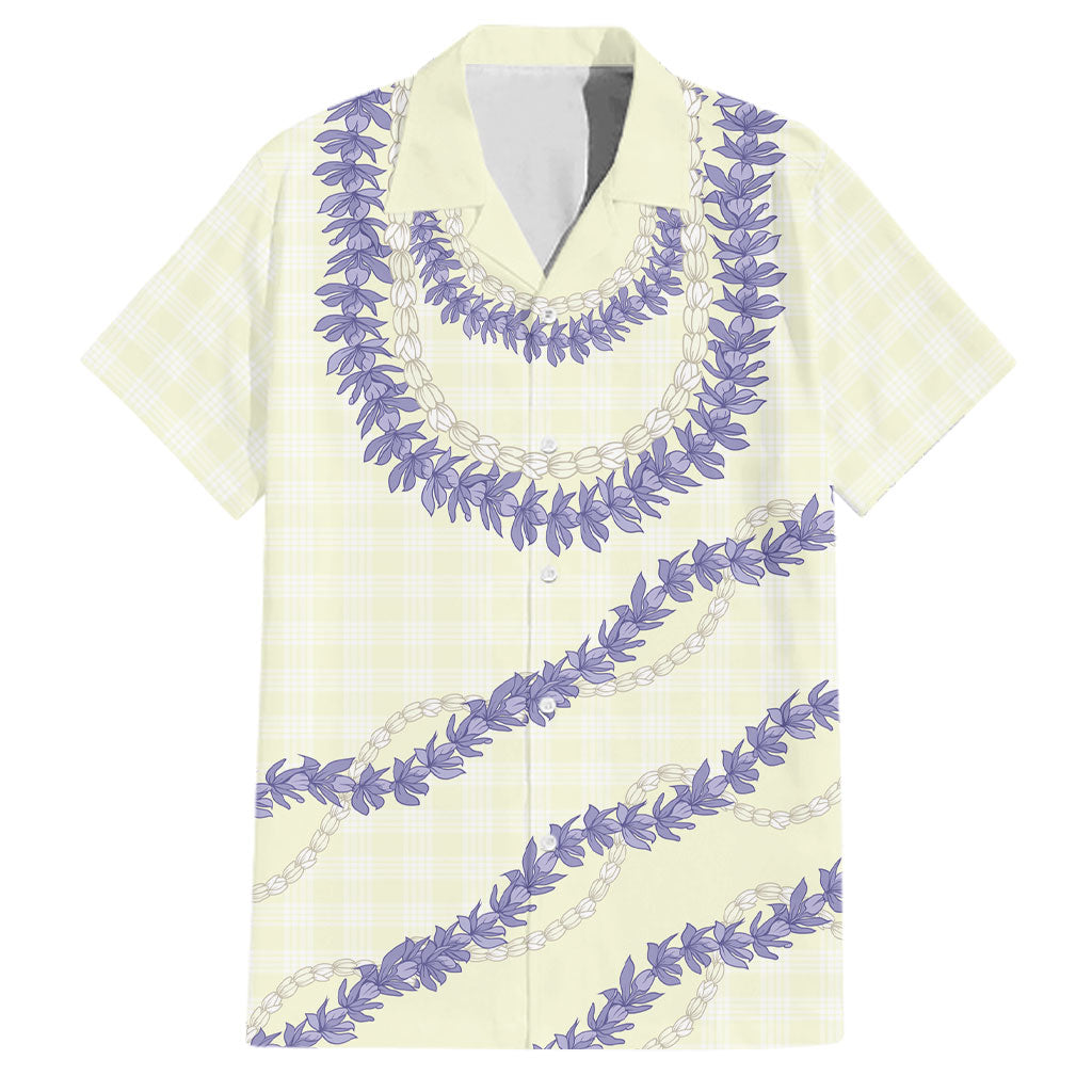 Hawaii Honohono Palaka Motifs Family Matching Puletasi and Hawaiian Shirt Hawaiian Orchid Lei