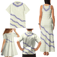 Hawaii Honohono Palaka Motifs Family Matching Tank Maxi Dress and Hawaiian Shirt Hawaiian Orchid Lei