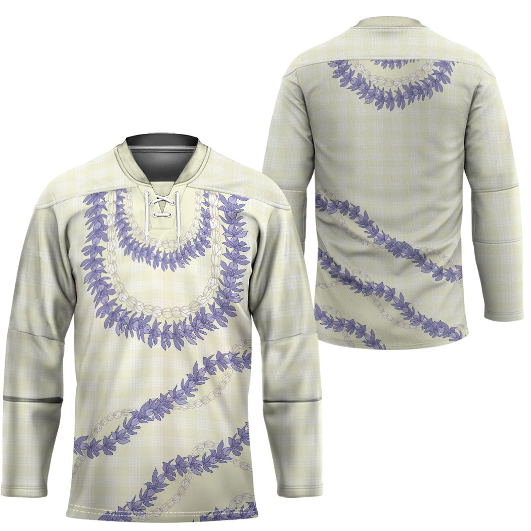 Hawaii Honohono Palaka Motifs Hockey Jersey Hawaiian Orchid Lei