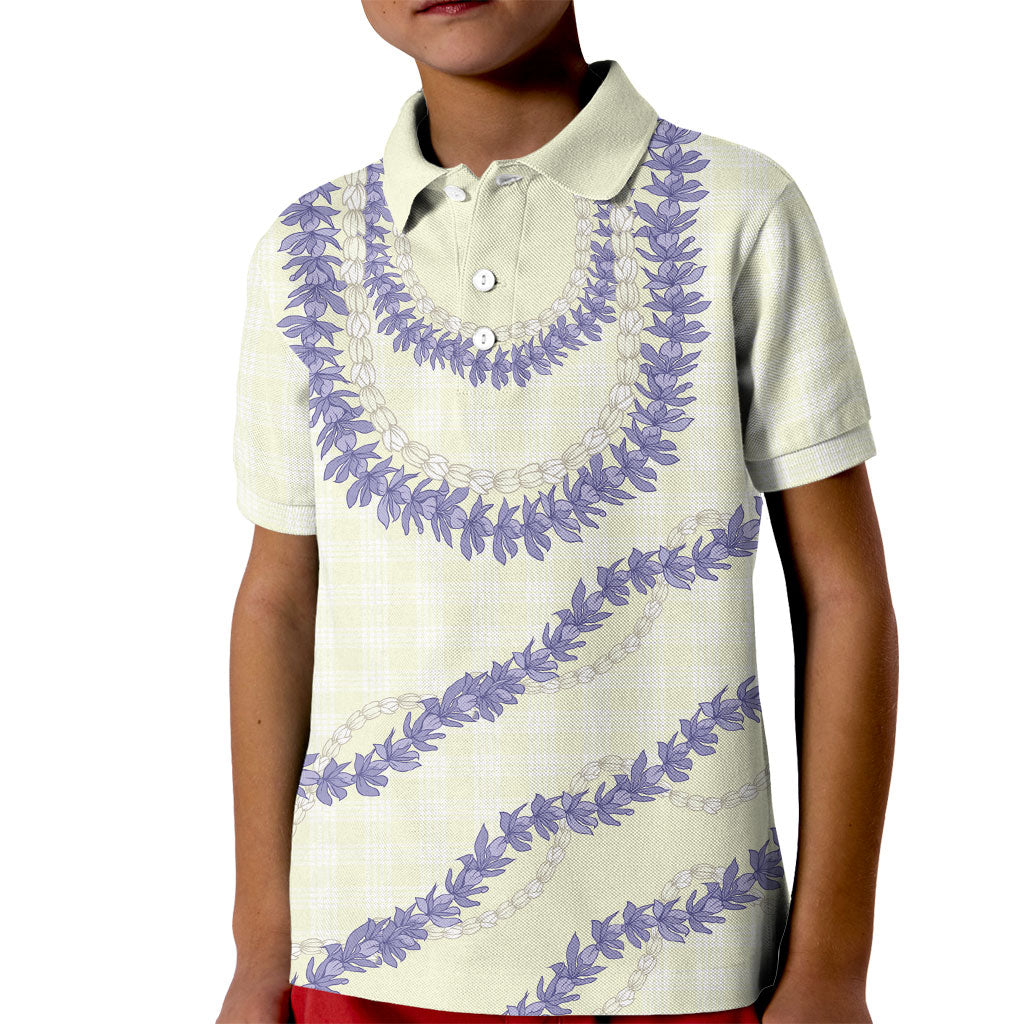 Hawaii Honohono Palaka Motifs Kid Polo Shirt Hawaiian Orchid Lei