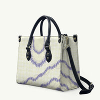 Hawaii Honohono Palaka Motifs Leather Bag Hawaiian Orchid Lei LT14 Cream - Polynesian Pride