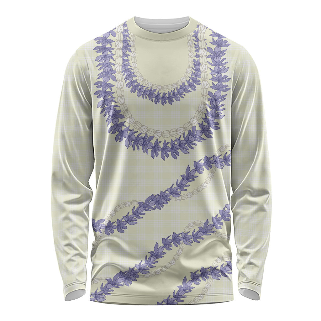 Hawaii Honohono Palaka Motifs Long Sleeve Shirt Hawaiian Orchid Lei LT14 Unisex Cream - Polynesian Pride