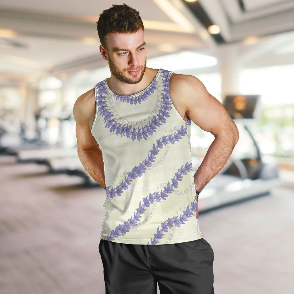 Hawaii Honohono Palaka Motifs Men Tank Top Hawaiian Orchid Lei
