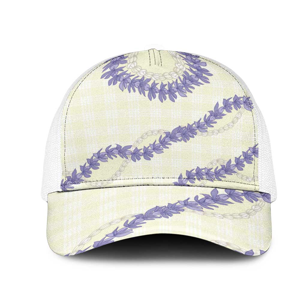 Hawaii Honohono Palaka Motifs Mesh Trucker Cap Hawaiian Orchid Lei