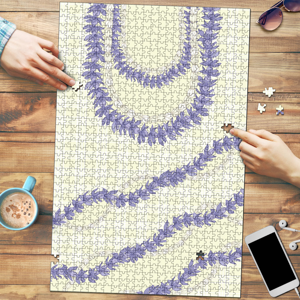 Hawaii Honohono Palaka Motifs Puzzle Hawaiian Orchid Lei LT14 Cream - Polynesian Pride