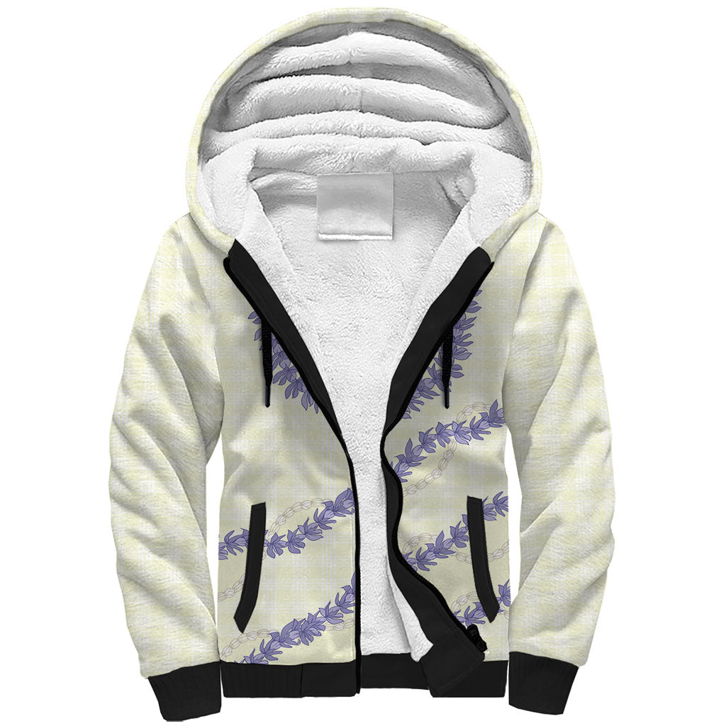 Hawaii Honohono Palaka Motifs Sherpa Hoodie Hawaiian Orchid Lei