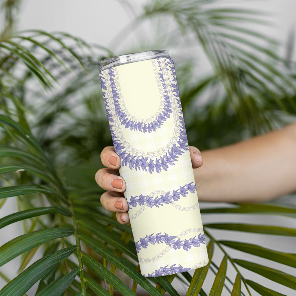 Hawaii Honohono Palaka Motifs Skinny Tumbler Hawaiian Orchid Lei