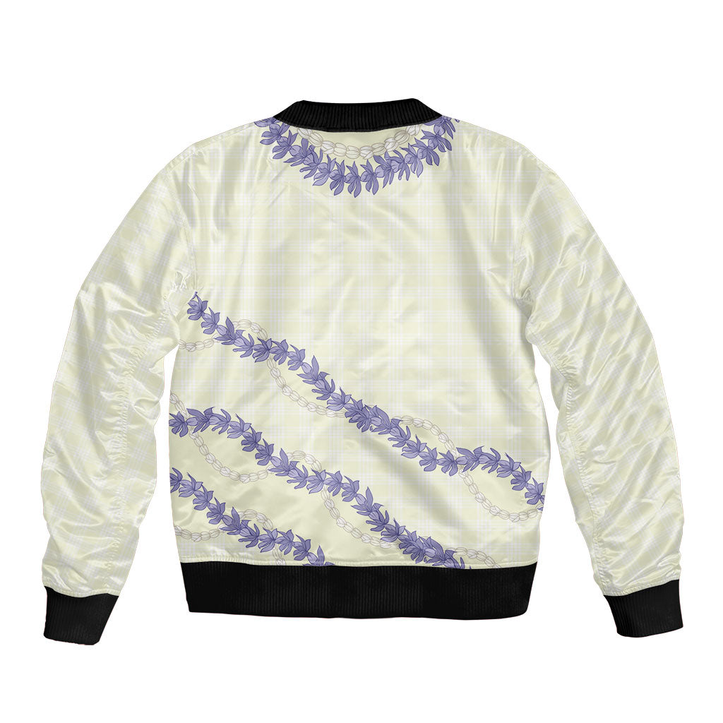 Hawaii Honohono Palaka Motifs Sleeve Zip Bomber Jacket Hawaiian Orchid Lei LT14 - Polynesian Pride