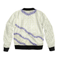 Hawaii Honohono Palaka Motifs Sleeve Zip Bomber Jacket Hawaiian Orchid Lei LT14 - Polynesian Pride