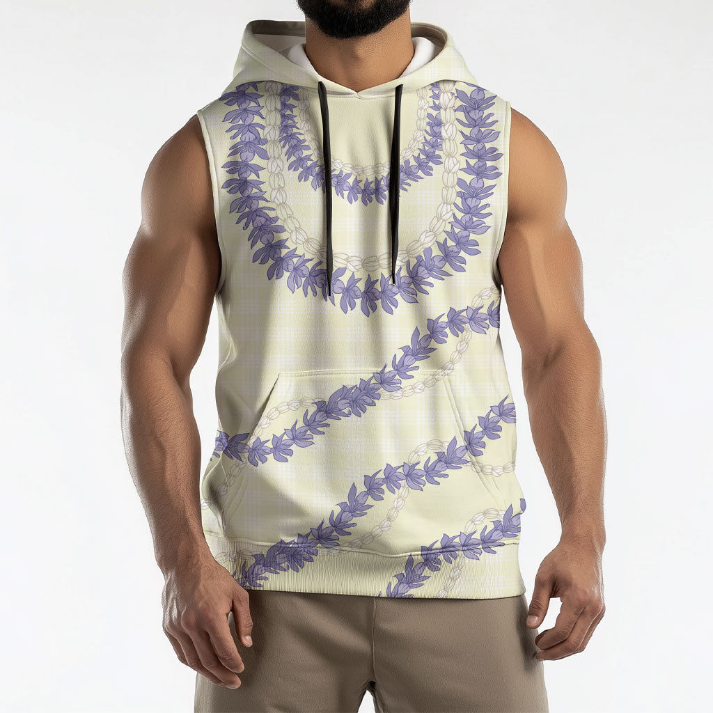 Hawaii Honohono Palaka Motifs Sleeveless Hoodie Hawaiian Orchid Lei