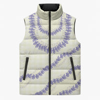 Hawaii Honohono Palaka Motifs Sleeveless Puffer Jacket Hawaiian Orchid Lei LT14 Unisex Cream - Polynesian Pride