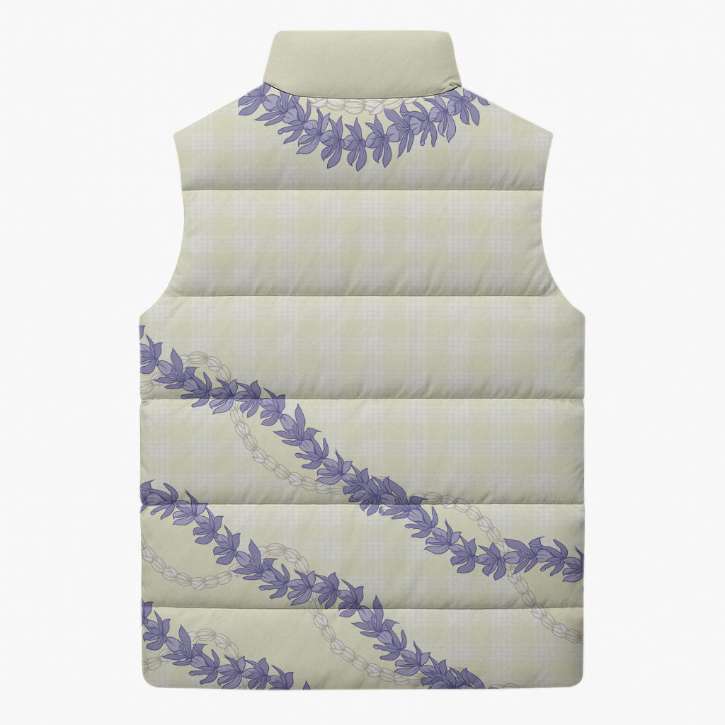 Hawaii Honohono Palaka Motifs Sleeveless Puffer Jacket Hawaiian Orchid Lei LT14 - Polynesian Pride
