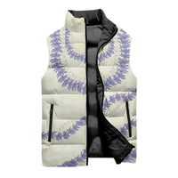 Hawaii Honohono Palaka Motifs Sleeveless Puffer Jacket Hawaiian Orchid Lei LT14 - Polynesian Pride