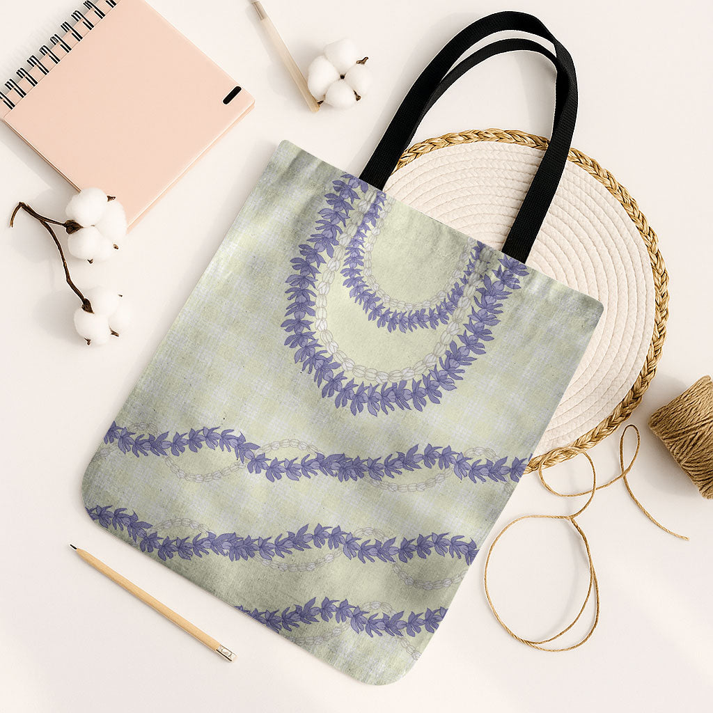 Hawaii Honohono Palaka Motifs Tote Bag Hawaiian Orchid Lei LT14 Black Strap One Size Cream - Polynesian Pride
