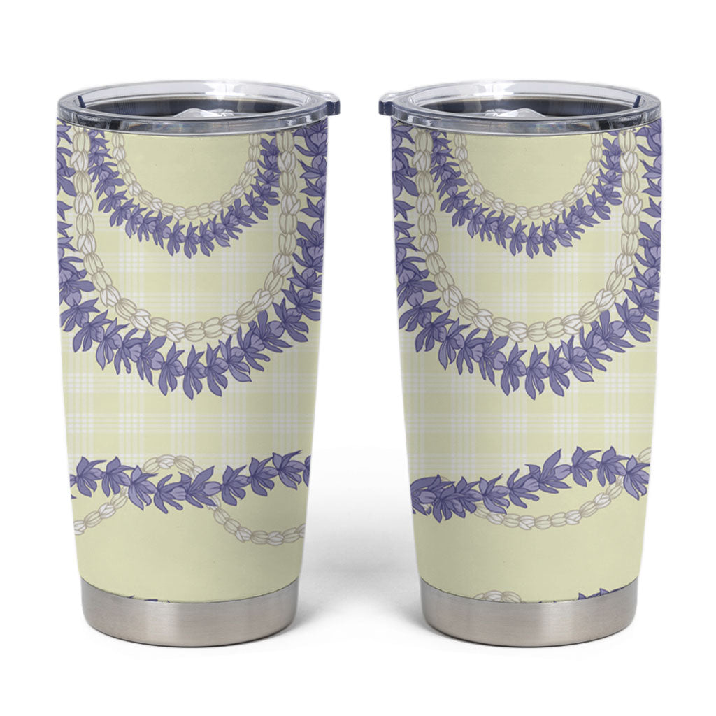 Hawaii Honohono Palaka Motifs Tumbler Cup Hawaiian Orchid Lei LT14 Cream - Polynesian Pride