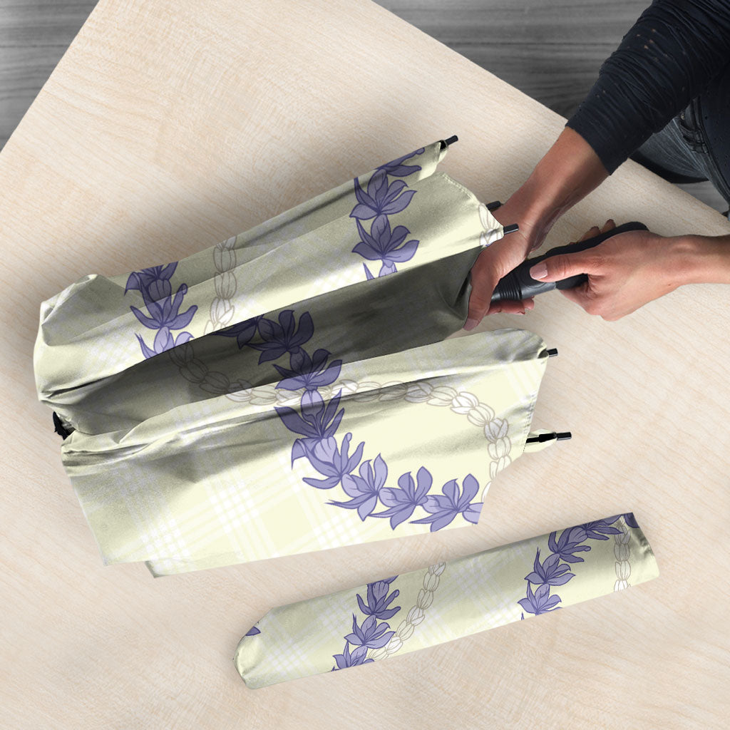 Hawaii Honohono Palaka Motifs Umbrella Hawaiian Orchid Lei