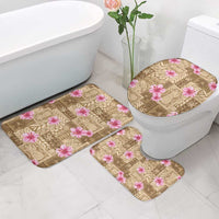 Beige Hawaii Hibiscus With Tropical Flowers Motifs Bathroom Set - Polynesian Pride