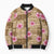 Beige Hawaii Hibiscus With Tropical Flowers Motifs Bomber Puffer Jacket - Polynesian Pride
