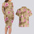 Beige Hawaii Hibiscus With Tropical Flowers Motifs Couples Matching Long Sleeve Bodycon Dress and Hawaiian Shirt - Polynesian Pride