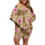 Beige Hawaii Hibiscus With Tropical Flowers Motifs Family Matching Off Shoulder Short Dress and Hawaiian Shirt - Polynesian Pride