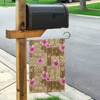 Beige Hawaii Hibiscus With Tropical Flowers Motifs Garden Flag - Polynesian Pride