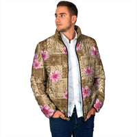 Beige Hawaii Hibiscus With Tropical Flowers Motifs Padded Jacket LT14 - Polynesian Pride