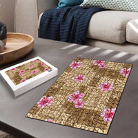 Beige Hawaii Hibiscus With Tropical Flowers Motifs Puzzle LT14 - Polynesian Pride