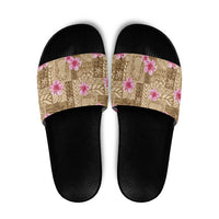 Beige Hawaii Hibiscus With Tropical Flowers Motifs Slide Sandals LT14 Beige - Polynesian Pride
