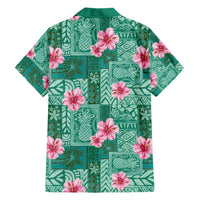 Cyan Hawaii Hibiscus With Tropical Flowers Motifs Hawaiian Shirt - Polynesian Pride