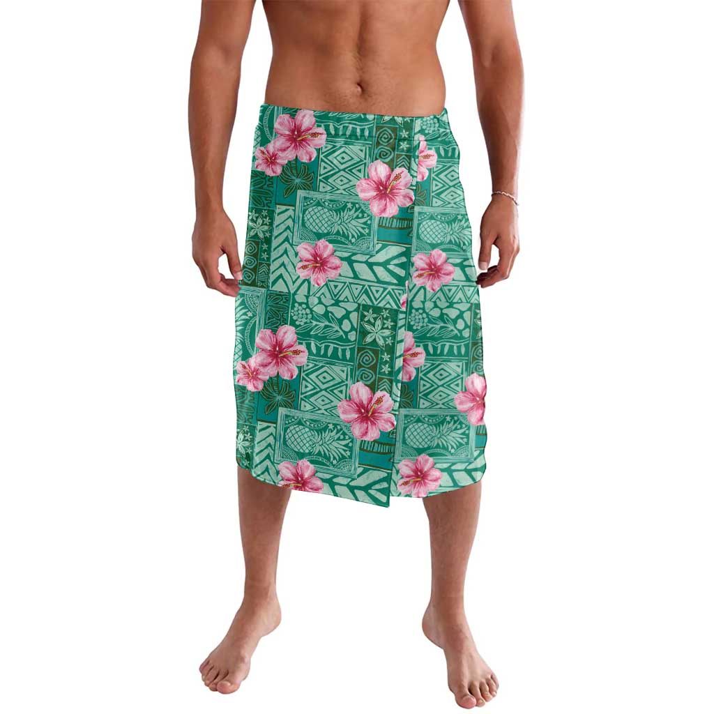 Cyan Hawaii Hibiscus With Tropical Flowers Motifs Lavalava - Polynesian Pride