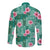 Cyan Hawaii Hibiscus With Tropical Flowers Motifs Long Sleeve Button Shirt - Polynesian Pride