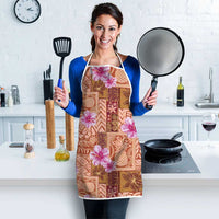 Orange Hawaii Hibiscus With Tropical Flowers Motifs Apron - Polynesian Pride