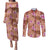 Orange Hawaii Hibiscus With Tropical Flowers Motifs Couples Matching Puletasi and Long Sleeve Button Shirt - Polynesian Pride