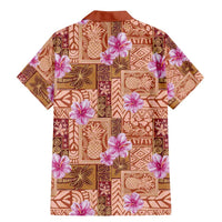 Orange Hawaii Hibiscus With Tropical Flowers Motifs Family Matching Mermaid Dress and Hawaiian Shirt - Polynesian Pride