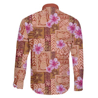 Orange Hawaii Hibiscus With Tropical Flowers Motifs Family Matching Puletasi and Hawaiian Shirt - Polynesian Pride