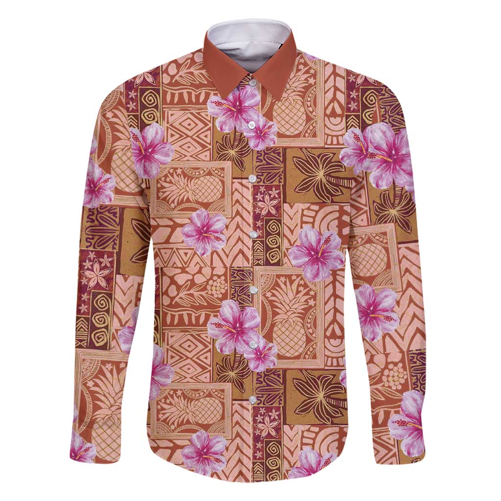 Orange Hawaii Hibiscus With Tropical Flowers Motifs Family Matching Tank Maxi Dress and Hawaiian Shirt - Polynesian Pride