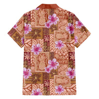 Orange Hawaii Hibiscus With Tropical Flowers Motifs Hawaiian Shirt - Polynesian Pride
