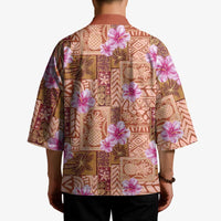 Orange Hawaii Hibiscus With Tropical Flowers Motifs Kimono - Polynesian Pride